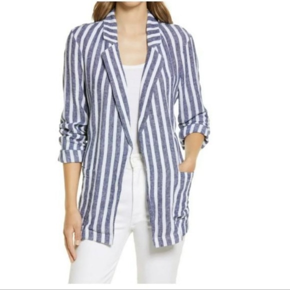 Caslon Jackets & Blazers - Caslon jacket &coast open front strip linen size L